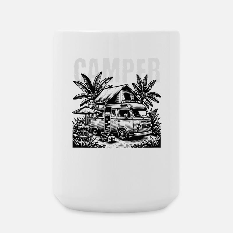 Camper Van Vacation Lifestyle Illustration - Large Mug 440 ml - white