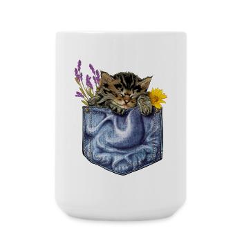 kitten pocket - Large Mug 440 ml - white - Front