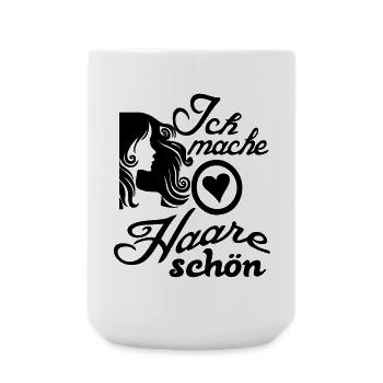 Ich mache Haare schön Friseur Spruch Geschenk - Große Tasse 440 ml - Weiß - Vorne