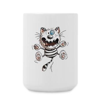 Crazy Cat - Funny Cats - Kitten - Comic-Fun - Large Mug 440 ml - white - Front