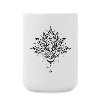 Lotus Lotusblume Mond Om Symbol Yoga - Große Tasse 440 ml - Weiß - Vorne