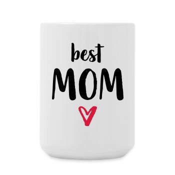 best Mom I Herz Geschenk Mama Mutter Mutti Mami - Große Tasse 440 ml - Weiß - Vorne