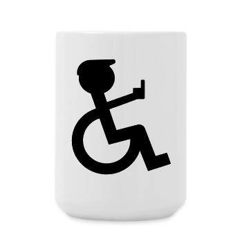 Wheelchair rider shows middle finger # - Large Mug 440 ml - white - Front