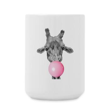 Giraffe With Pink Bubblegum - Funny Animal Face - Large Mug 440 ml - white - Front