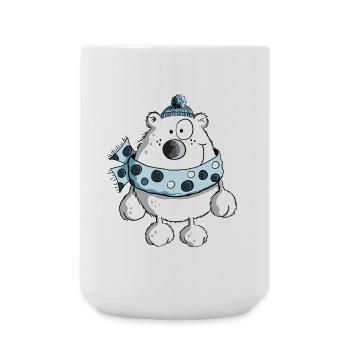 Drôle ours polaire - Hiver - Dessin animé - Grande tasse 440 ml - blanc - Devant
