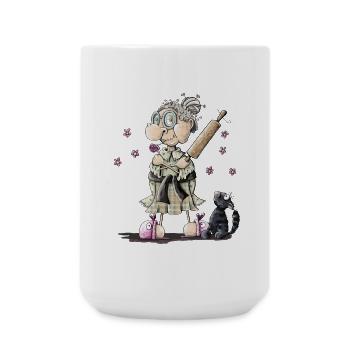 Oma schlägt alle - Große Tasse 440 ml - Weiß - Vorne