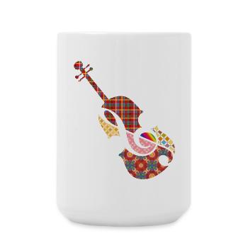 beau violon patchwork avec clé de sol - Grande tasse 440 ml - blanc - Devant