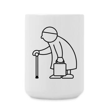 Alte Dame mit Einkaufstasche - Große Tasse 440 ml - Weiß - Vorne