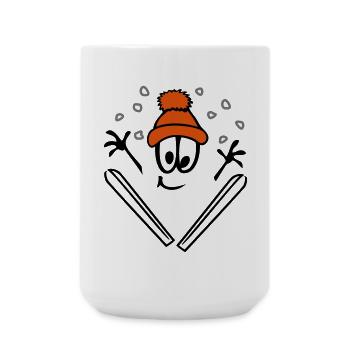Skis de ski skieurs - Grande tasse 440 ml - blanc - Devant