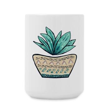 Succulent Pot Pattern - Large Mug 440 ml - white - Front