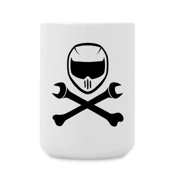 Sports motorcycle helmet with cooking wrench - Large Mug 440 ml - white - Front
