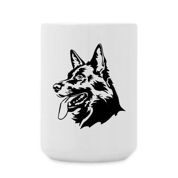 Deutscher Schäferhund Kopf - Große Tasse 440 ml - Weiß - Vorne