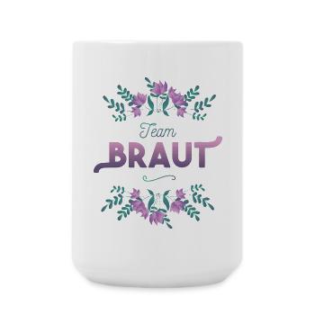 Team Braut mit Blumen Dekor - Große Tasse 440 ml - Weiß - Vorne