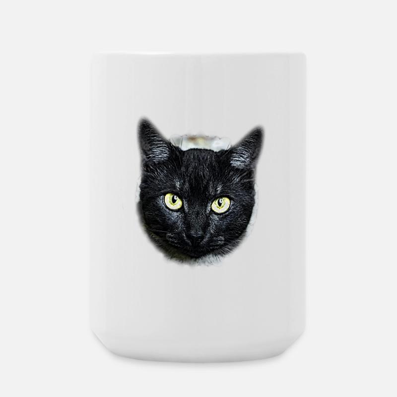black cat chat noir - Grande tasse 440 ml - blanc