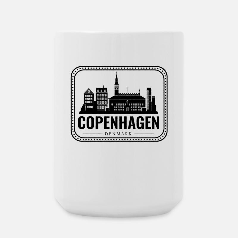 København Danmarks Skyline Vintage Design - Stor kop 440 ml - hvid