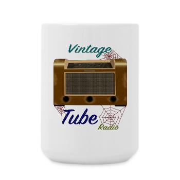 gebrauchtes, altes Röhrenradio - Große Tasse 440 ml - Weiß - Vorne