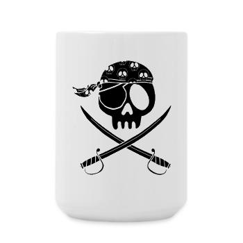 Crâne de pirate noir - Grande tasse 440 ml - blanc - Devant