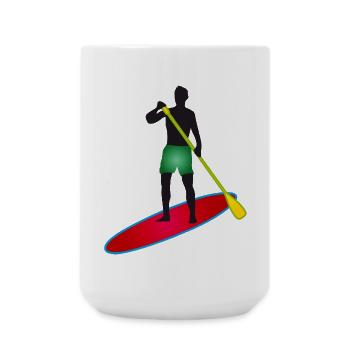 Stand up paddling - Man with paddle board - Large Mug 440 ml - white - Front