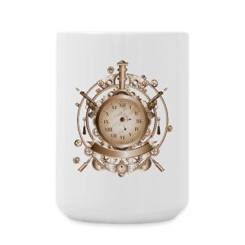 Steampunk watch in antique look with gears - Large Mug 440 ml - white - Front