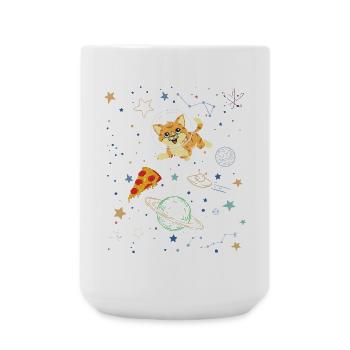 Playful Cat in Cosmic Space Scene - Large Mug 440 ml - white - Front