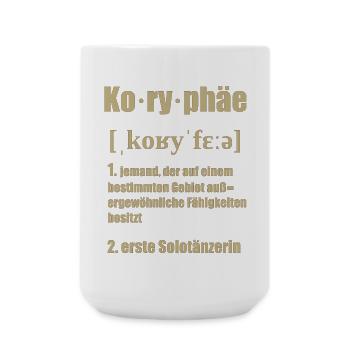 koryphäe in gold - Große Tasse 440 ml - Weiß - Vorne