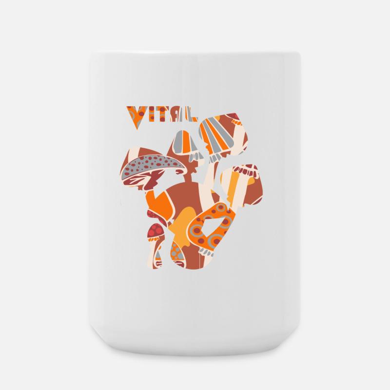 Champignons médicinaux, champignons dans les tons de terre - Grande tasse 440 ml - blanc