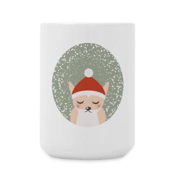 niedlicher Fuchs mit Santa Claus Weihnachtsmütze - Große Tasse 440 ml - Weiß - Vorne