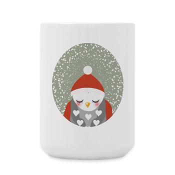 hibou rêveur avec chapeau de Noël Père Noël - Grande tasse 440 ml - blanc - Devant