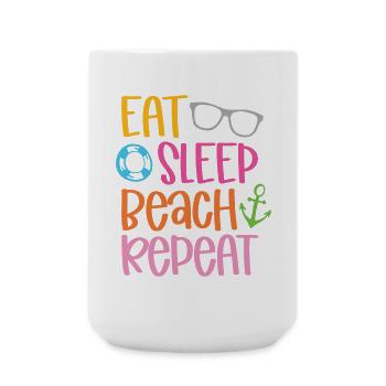 Eat Sleep Beach Repeat - Large Mug 440 ml - white - Front