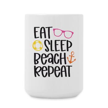 Eat Sleep Beach Repeat - Large Mug 440 ml - white - Front