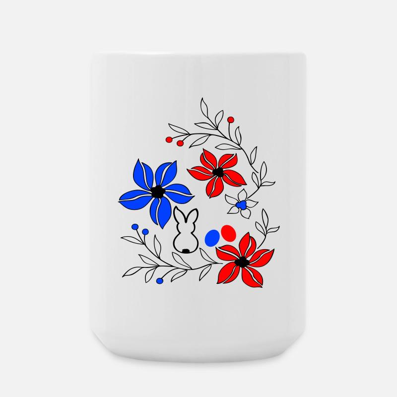 Easter, flower tendrils - Large Mug 440 ml - white