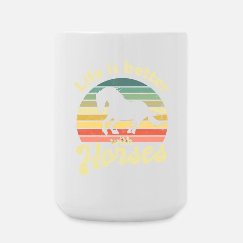 Pferd Pferde - Große Tasse 440 ml - Weiß