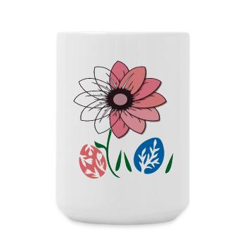 Flower with Easter eggs, Happy Easter - Large Mug 440 ml - white - Front