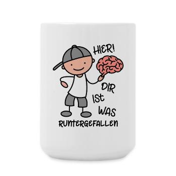 Gehirn - Hier dir ist was runtergefallen - Große Tasse 440 ml - Weiß - Vorne