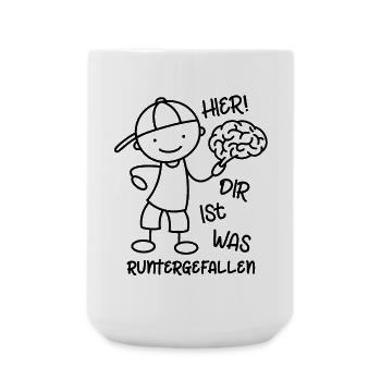 Strichmännchen Gehirn - Dir ist was runtergefallen - Große Tasse 440 ml - Weiß - Vorne