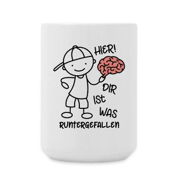 Hier! Dir ist was runtergefallen! Strichmännchen - Große Tasse 440 ml - Weiß - Vorne