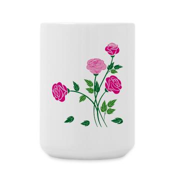 Rosen, Blumen, Garten - Große Tasse 440 ml - Weiß - Vorne
