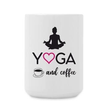 Yoga et café - Grande tasse 440 ml - blanc - Devant