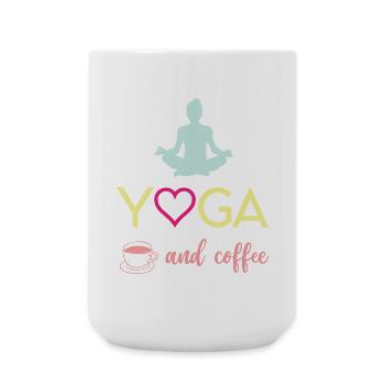 Yoga et café - Grande tasse 440 ml - blanc - Devant