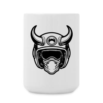 Casque de moto de motocross rétro avec deux cornes - Grande tasse 440 ml - blanc - Devant