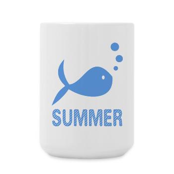 FISCH. STRAND. MEER. SURFEN. OZEAN. HUMOR. FEIERTAG - Große Tasse 440 ml - Weiß - Vorne