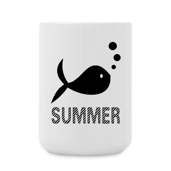 SURFEN. FISCH. STRAND. MEER. OZEAN. HUMOR. FEIERTAG - Große Tasse 440 ml - Weiß - Vorne