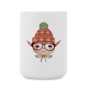 zauberhafter süßer Weihnachtself mit Brille - Große Tasse 440 ml - Weiß - Vorne