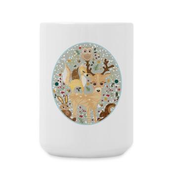 Mignons animaux de la forêt célébrant Noël ensemble - Grande tasse 440 ml - blanc - Devant