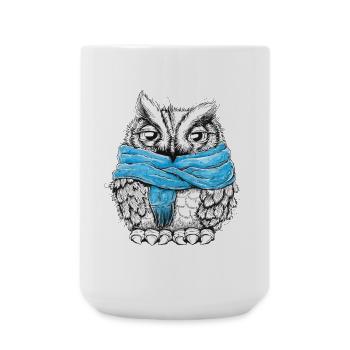Eule mit Schal - Große Tasse 440 ml - Weiß - Vorne