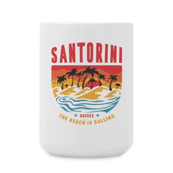 Santorini Greece sunset palm trees - Large Mug 440 ml - white - Front