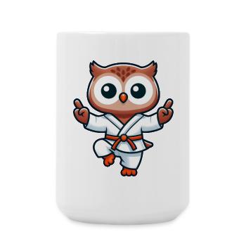 Eule Karate Japanisch Kampfkunst Kampfsport - Große Tasse 440 ml - Weiß - Vorne