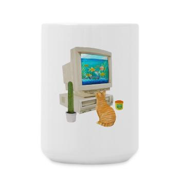 90er Jahre PC Fishbowl - Große Tasse 440 ml - Weiß - Vorne