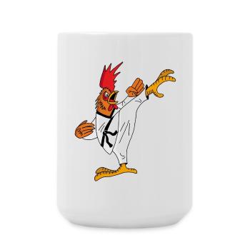 Hahn und Karate - Große Tasse 440 ml - Weiß - Vorne