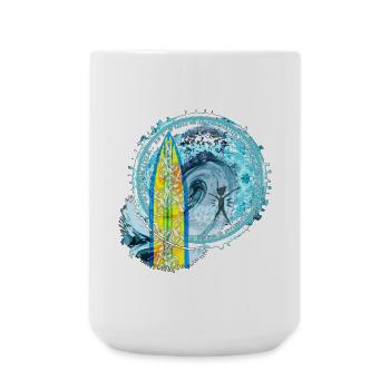 Surf Wellen Abstrakter Kunstdruck - Große Tasse 440 ml - Weiß - Vorne